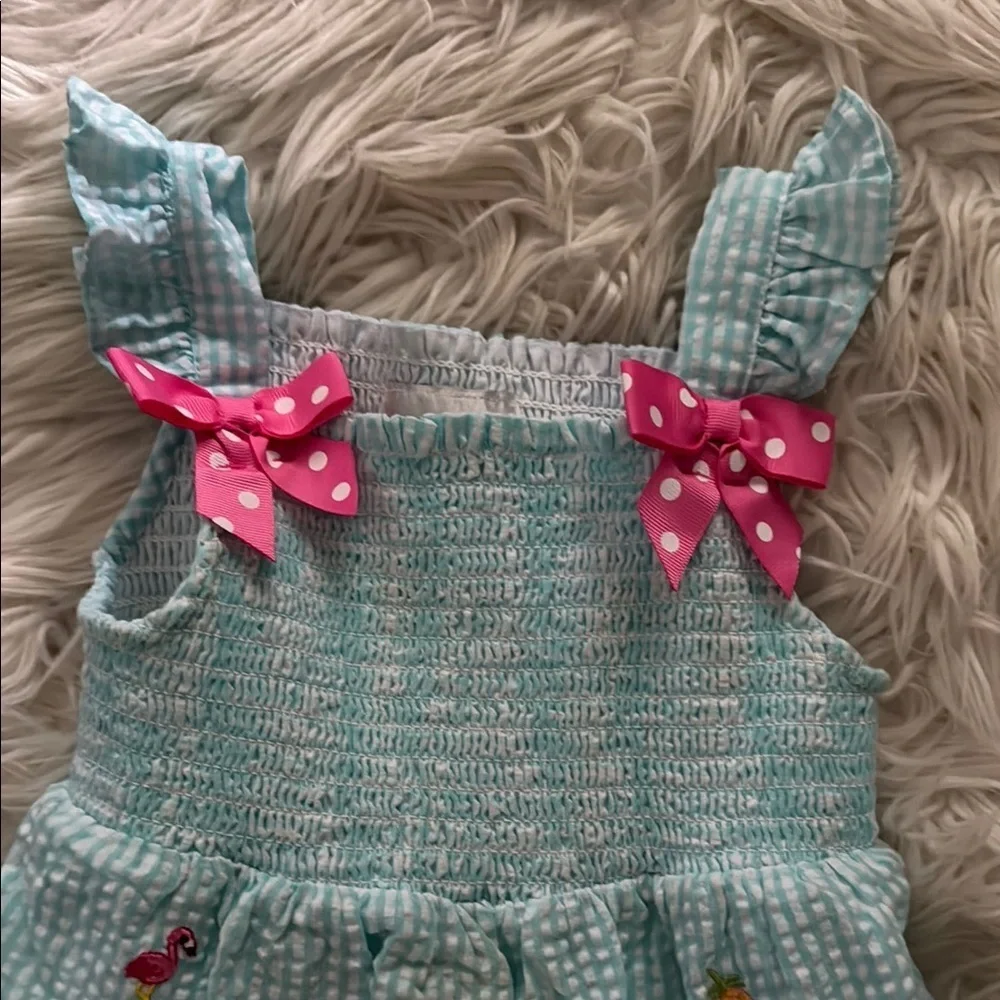 Charming Blue Dress with Pink Accents
